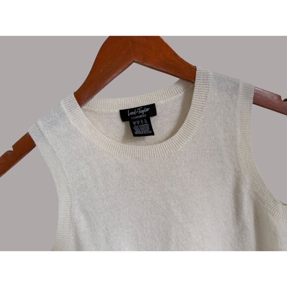 Lord & Taylor 100% Cashmere Cream Sleeveless Sweater Vest Womens Size S - Picture 4 of 6